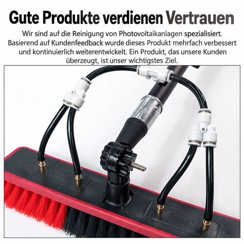 Wasserführende Bürste zur Reinigung von Photovoltaikmodulen